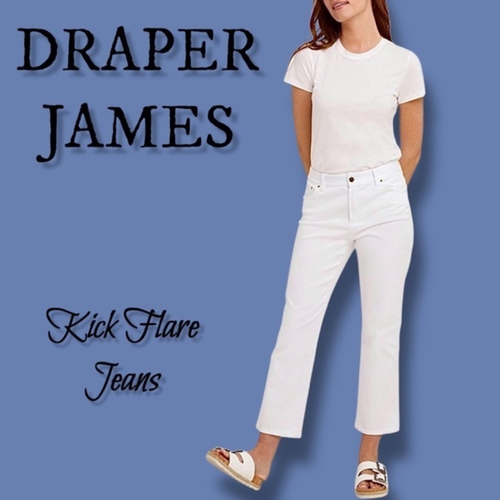 DRAPER JAMES Ankle-Length White Kick Flare Jeans NWT/32